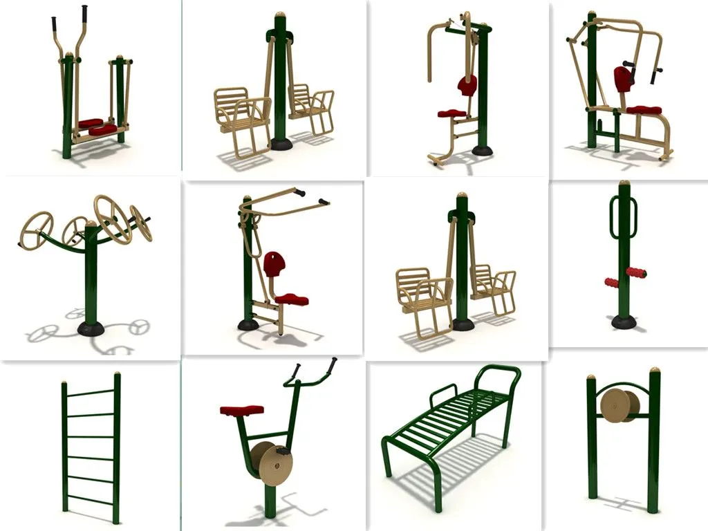 Aparatos de un parque biosaludable de exterior para hacer ejercicio